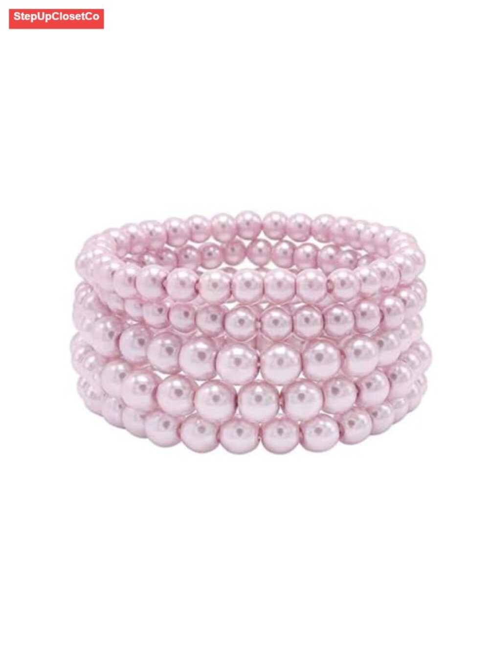 Vintage Faux Pearl Bracelet Set 5 Pieces Stackable Stretch Bracelets Jewelry
